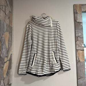Split Neck Pullover - Sleigh All Day Stripe